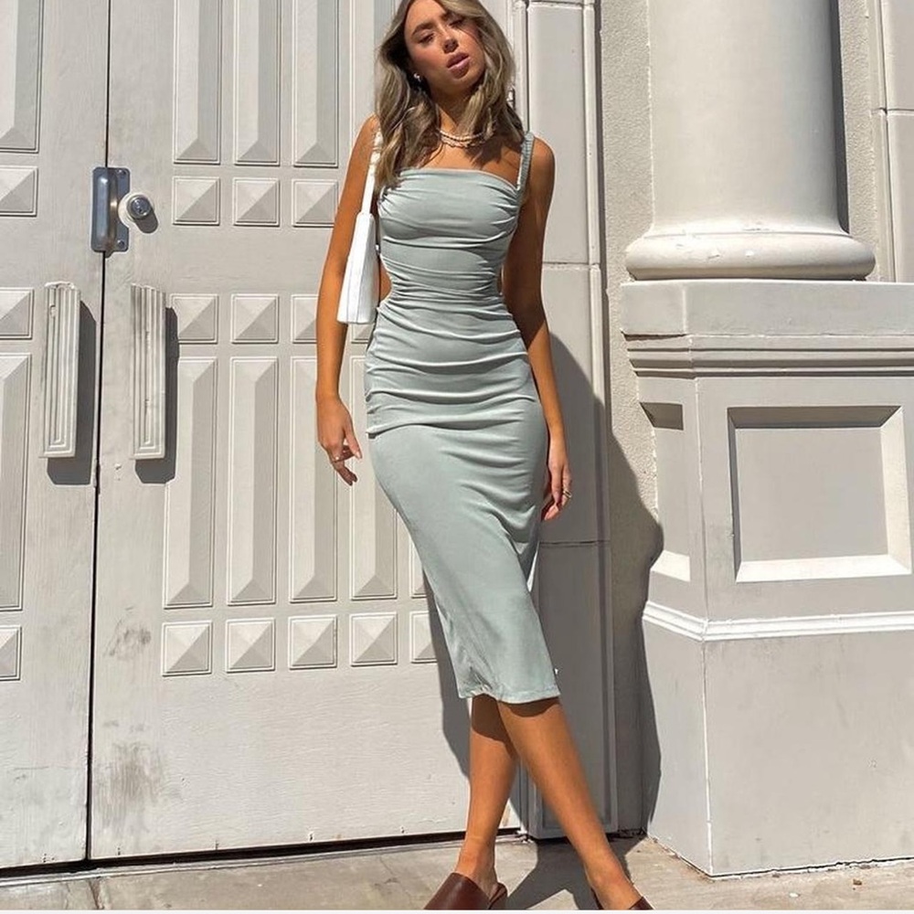 Princess Polly Lainey Midi Sage Open Back Dress